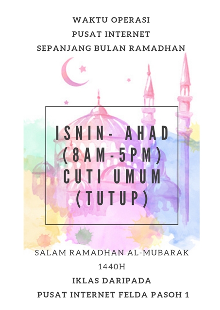 Waktu operasi pusat internet sepanjang bulan ramadhan 1
